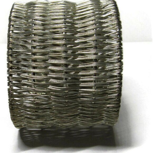 Cuff Bracelet Wide Statement Silver-tone Metal Bas - Picture 3 of 5